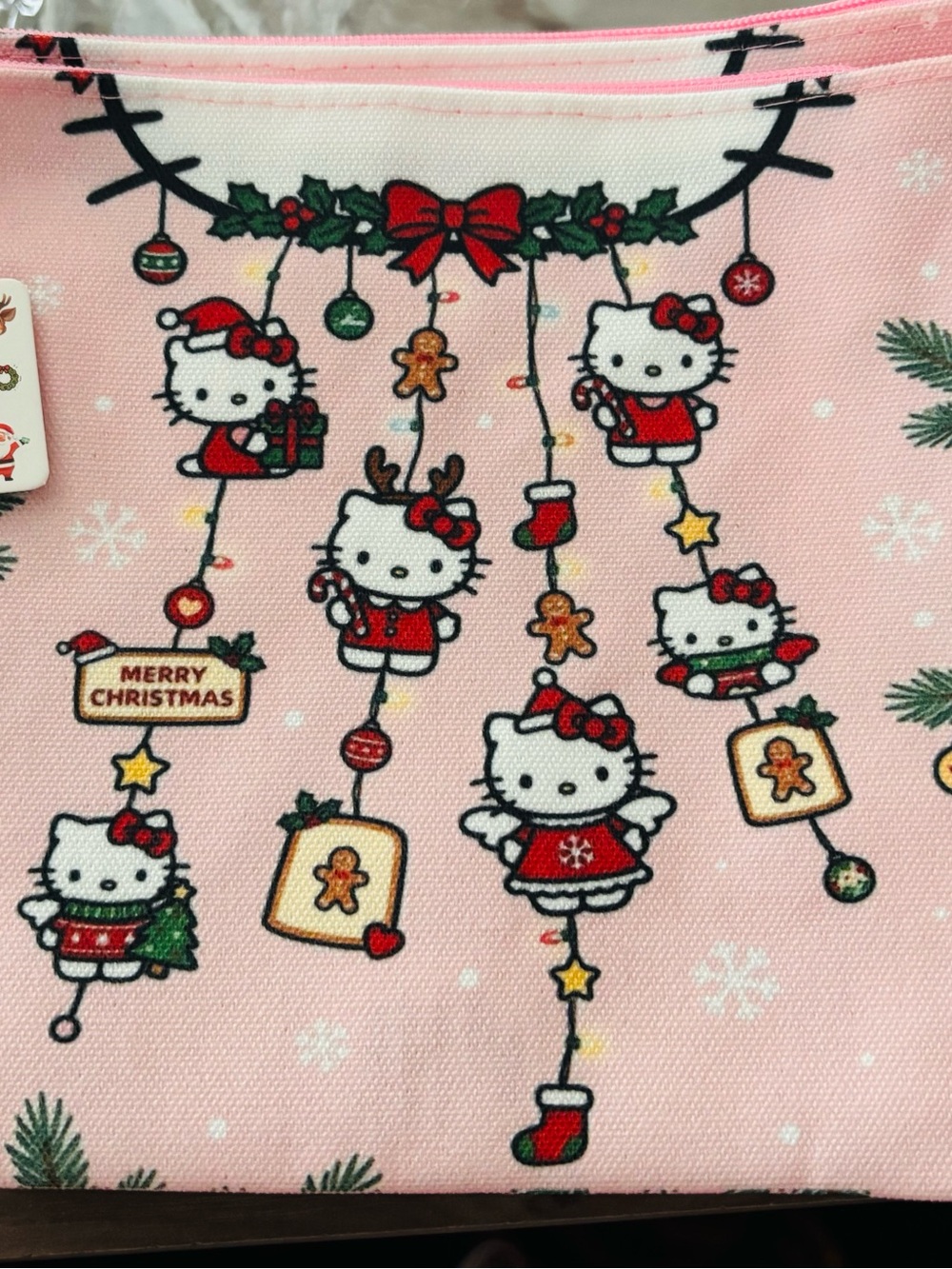 Hello Kitty Pink Holiday Ornament Makeup Bag